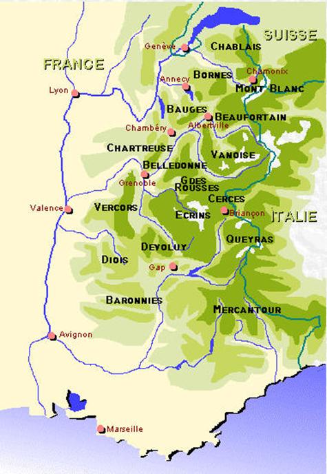 Carte des Alpes